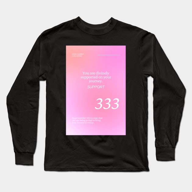 Angel Number 333 Pink Aura Long Sleeve T-Shirt by mystikwhale